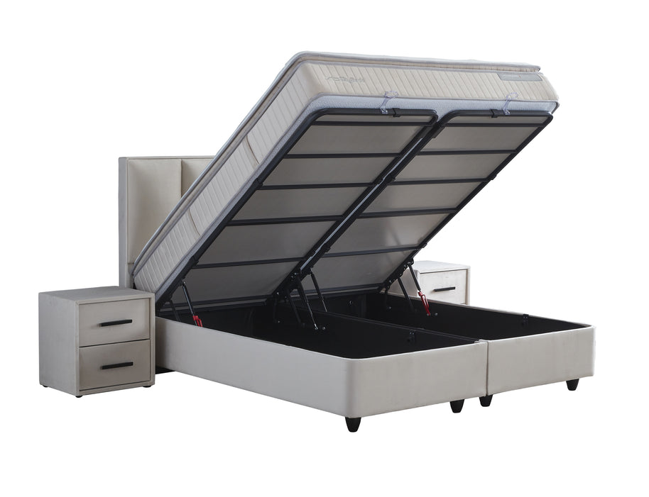 SKYBEDD ® - Boxspring met opbergruimte Birdybedd Beige 180x200