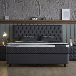 SKYBEDD ® - Boxspring met opbergruimte Chestybedd Antraciet 140x200