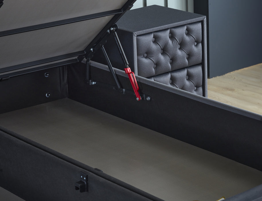 SKYBEDD ® - Boxspring met opbergruimte Chestybedd Antraciet 180x200