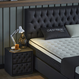 SKYBEDD ® - Boxspring met opbergruimte Chestybedd Antraciet 180x200