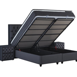 SKYBEDD ® - Boxspring met opbergruimte Chestybedd Antraciet 180x200