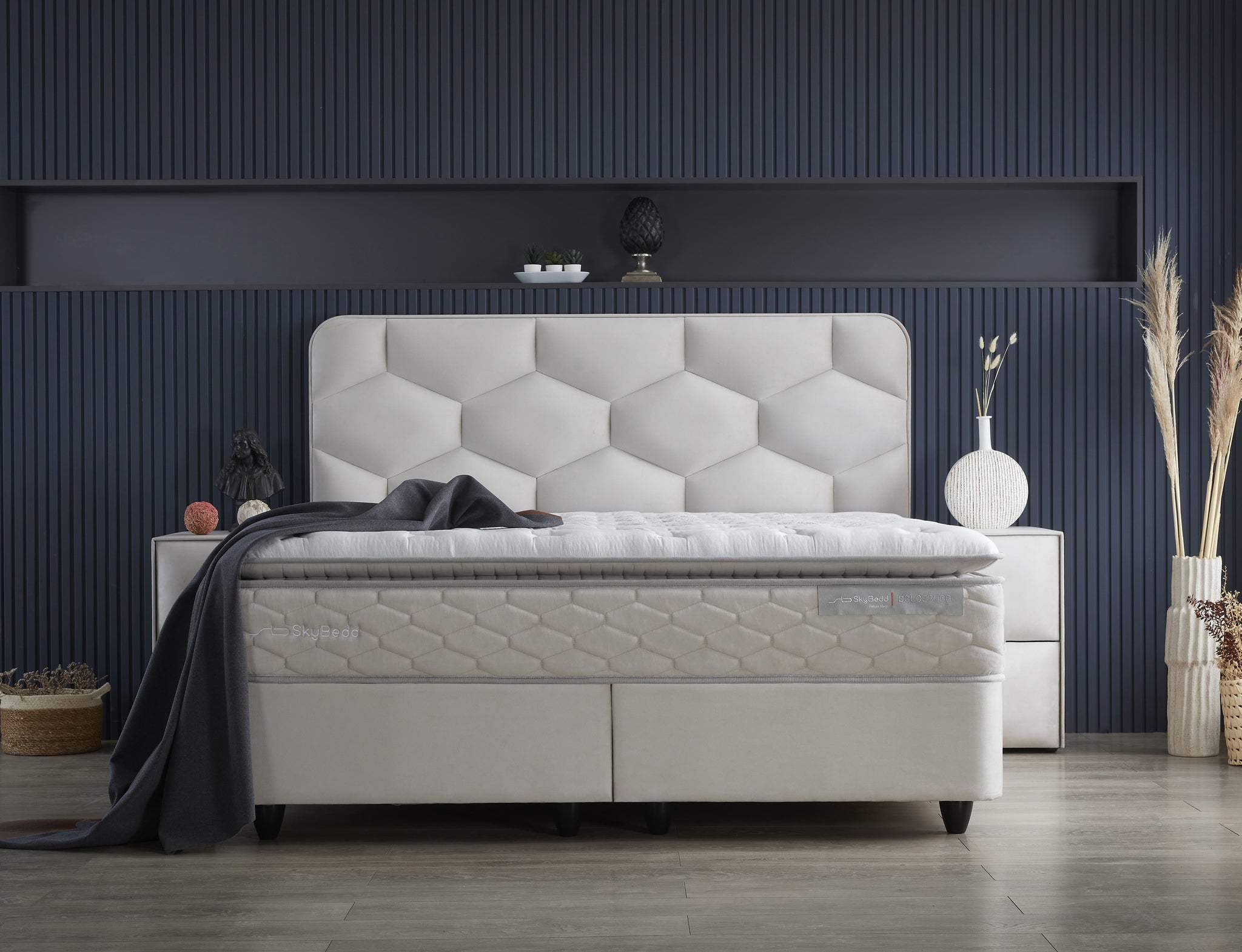 SKYBEDD ® - Boxspring met opbergruimte Dolcebedd Beige 140x200