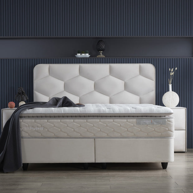 SKYBEDD ® - Boxspring met opbergruimte Dolcebedd Beige 140x200