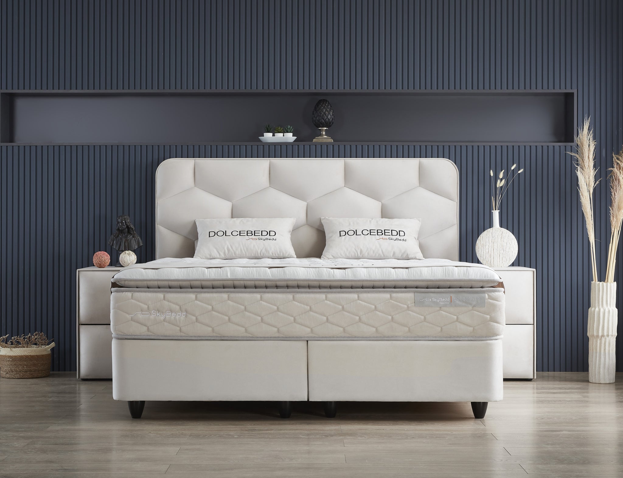 SKYBEDD® - Boxspring met opbergruimte Dolcebedd beige 160x200