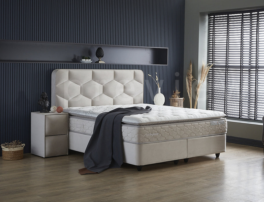 SKYBEDD® - Boxspring met opbergruimte Dolcebedd beige 160x200