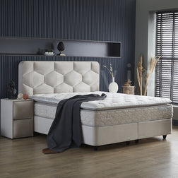 SKYBEDD ® - Boxspring met opbergruimte Dolcebedd Beige 180x200