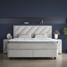 SKYBEDD ® - Boxspring met opbergruimte Shinebedd Beige 140x200