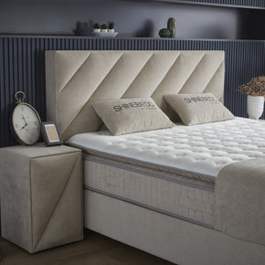 SKYBEDD ® - Boxspring met opbergruimte Shinebedd Beige 140x200