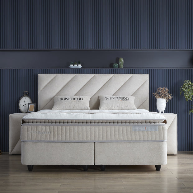 SKYBEDD ® - Boxspring met opbergruimte Shinebedd Beige 160x200