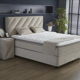 SKYBEDD ® - Boxspring met opbergruimte Shinebedd Beige 160x200