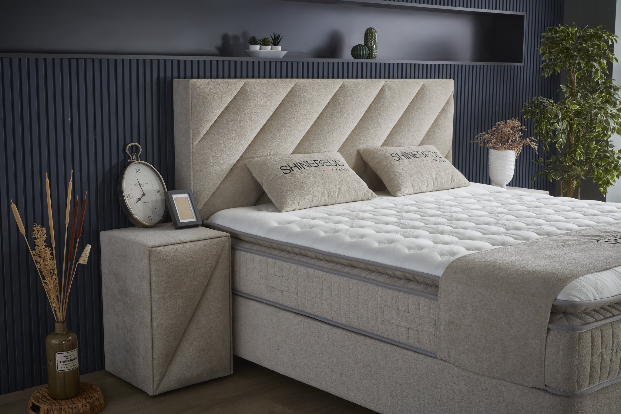 SKYBEDD ® - Boxspring met opbergruimte Shinebedd Beige 160x200