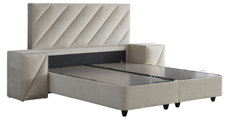 SKYBEDD ® - Boxspring met opbergruimte Shinebedd Beige 160x200