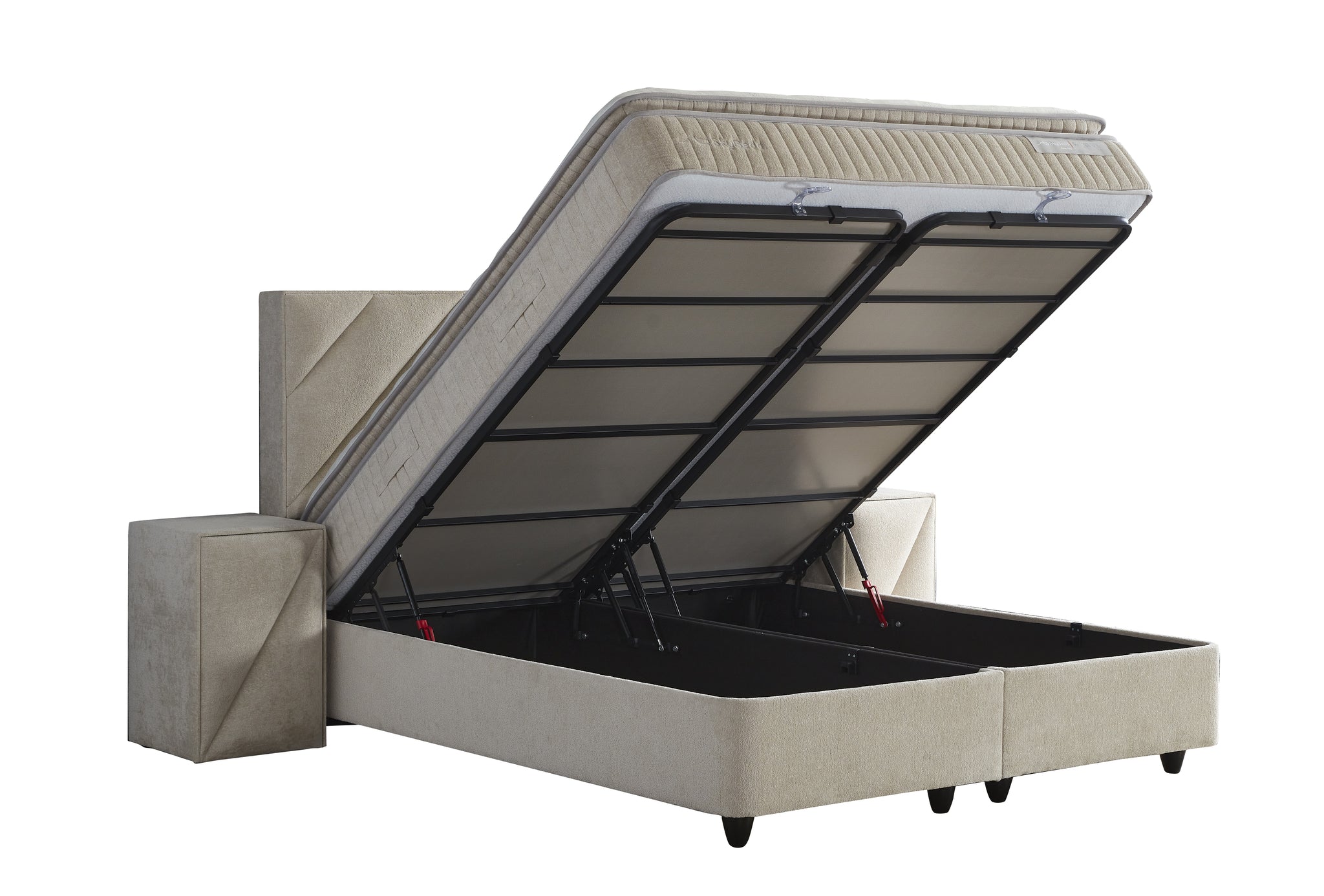 SKYBEDD ® - Boxspring met opbergruimte Shinebedd Beige 160x200