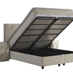 SKYBEDD ® - Boxspring met opbergruimte Shinebedd Beige 160x200
