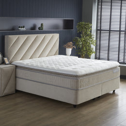 SKYBEDD® - Boxspring met opbergruimte Shinebedd beige 180x200