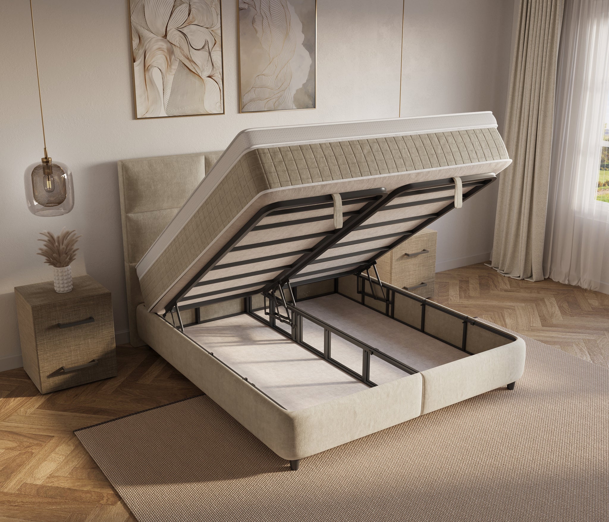 Dreamhouse Verdo boxspring met opbergruimte - 140 x 200 cm - beige