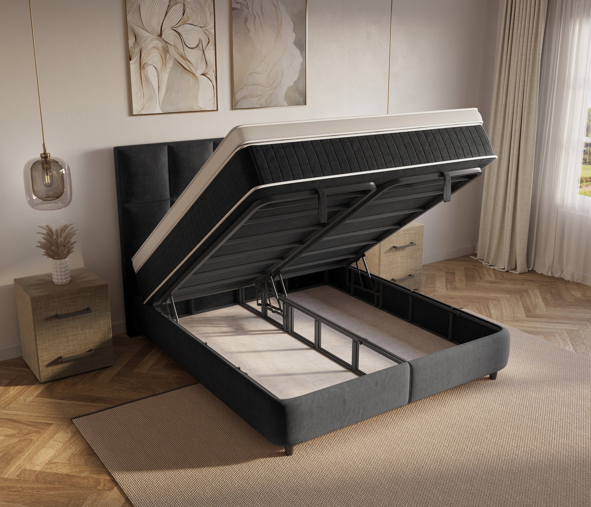 Dreamhouse Neroli Boxspring met Opbergruimte - 160x200 - Zwart