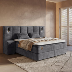 DH Opbergboxspring Cresta XL 160x200 Antraciet incl. 2 nachtkastjes