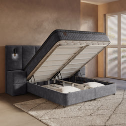 DH Opbergboxspring Cresta XL 160x200 Antraciet incl. 2 nachtkastjes