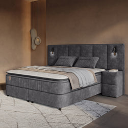DH Opbergboxspring Cresta XL 160x200 Antraciet incl. 2 nachtkastjes