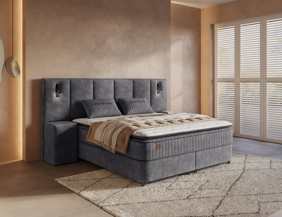 DH Opbergboxspring Cresta XL 180x200 Antraciet incl. 2 nachtkastjes