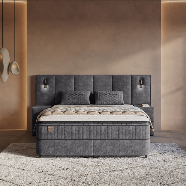 DH Opbergboxspring Cresta XL 180x200 Antraciet incl. 2 nachtkastjes