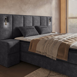 DH Opbergboxspring Cresta XL 180x200 Antraciet incl. 2 nachtkastjes