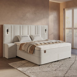 DH Opbergboxspring Royal XL 160x200 beige inclusief 2 nachtkastjes