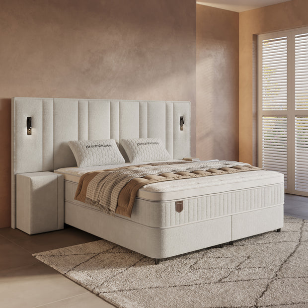 DH Opbergboxspring Royal XL 160x200 beige inclusief 2 nachtkastjes