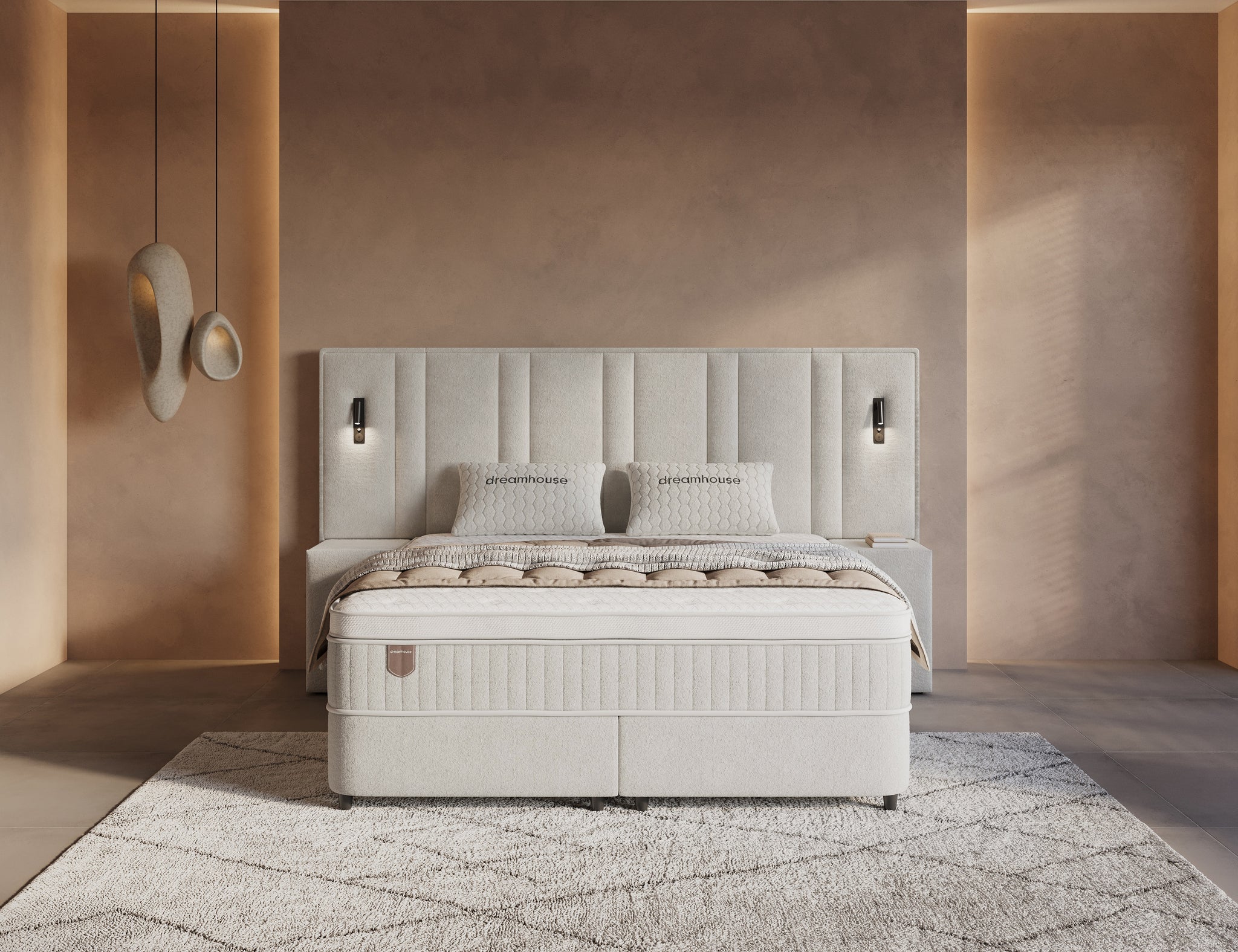 DH Opbergboxspring Royal XL 160x200 beige inclusief 2 nachtkastjes