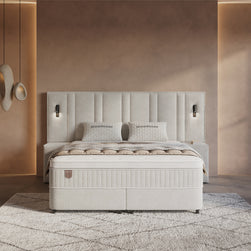 DH Opbergboxspring Royal XL 160x200 beige inclusief 2 nachtkastjes