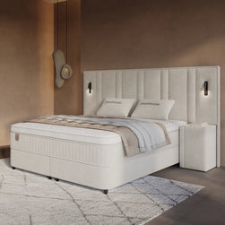 DH Opbergboxspring Royal XL 160x200 beige inclusief 2 nachtkastjes