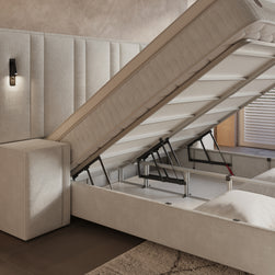 DH Opbergboxspring Royal XL 160x200 beige inclusief 2 nachtkastjes