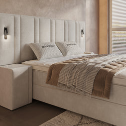 DH Opbergboxspring Royal XL 180x200 beige inclusief 2 nachtkastjes