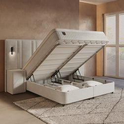 DH Opbergboxspring Royal XL 180x200 beige inclusief 2 nachtkastjes