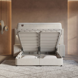 DH Opbergboxspring Royal XL 180x200 beige inclusief 2 nachtkastjes