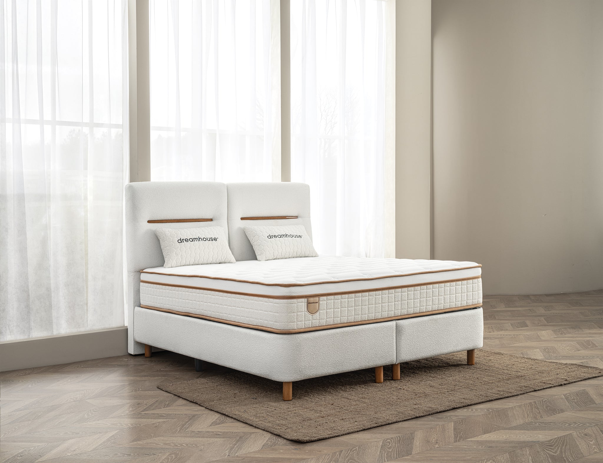 DH Opbergboxspring Oakline 140 x 200 cm beige