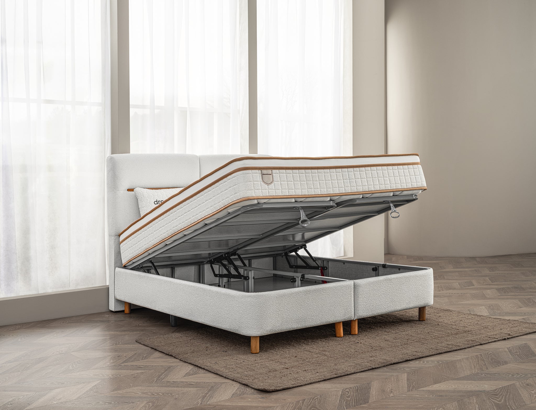 DH Opbergboxspring Oakline 140 x 200 cm beige