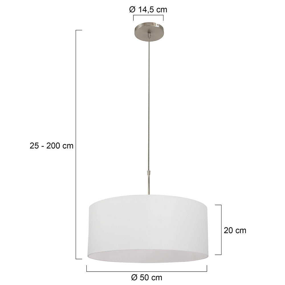Hanglamp Sparkled Light 9889ST staal met grof wit linnen kap