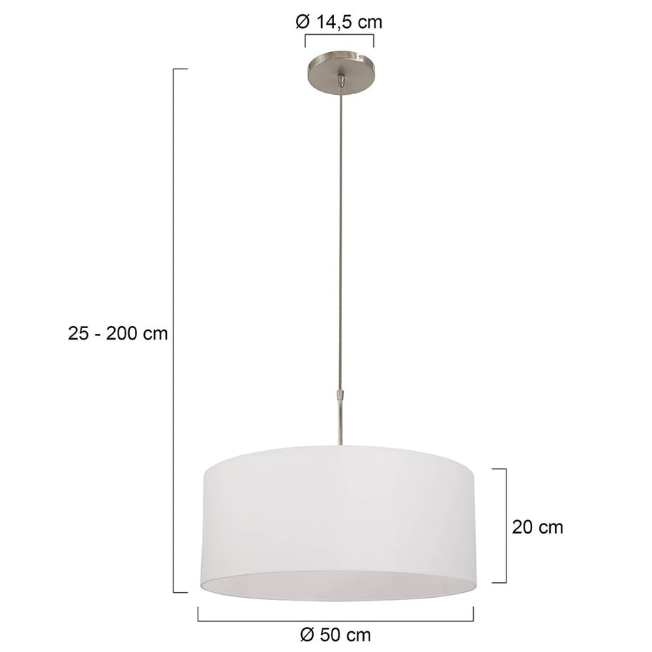 Hanglamp Sparkled Light 9889ST staal met grof wit linnen kap