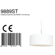 Hanglamp Sparkled Light 9889ST staal met grof wit linnen kap