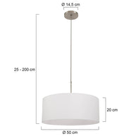 Hanglamp Sparkled Light 9889ST staal met grof wit linnen kap