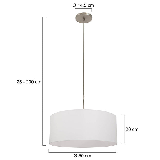 Hanglamp Sparkled Light 9889ST staal met grof wit linnen kap