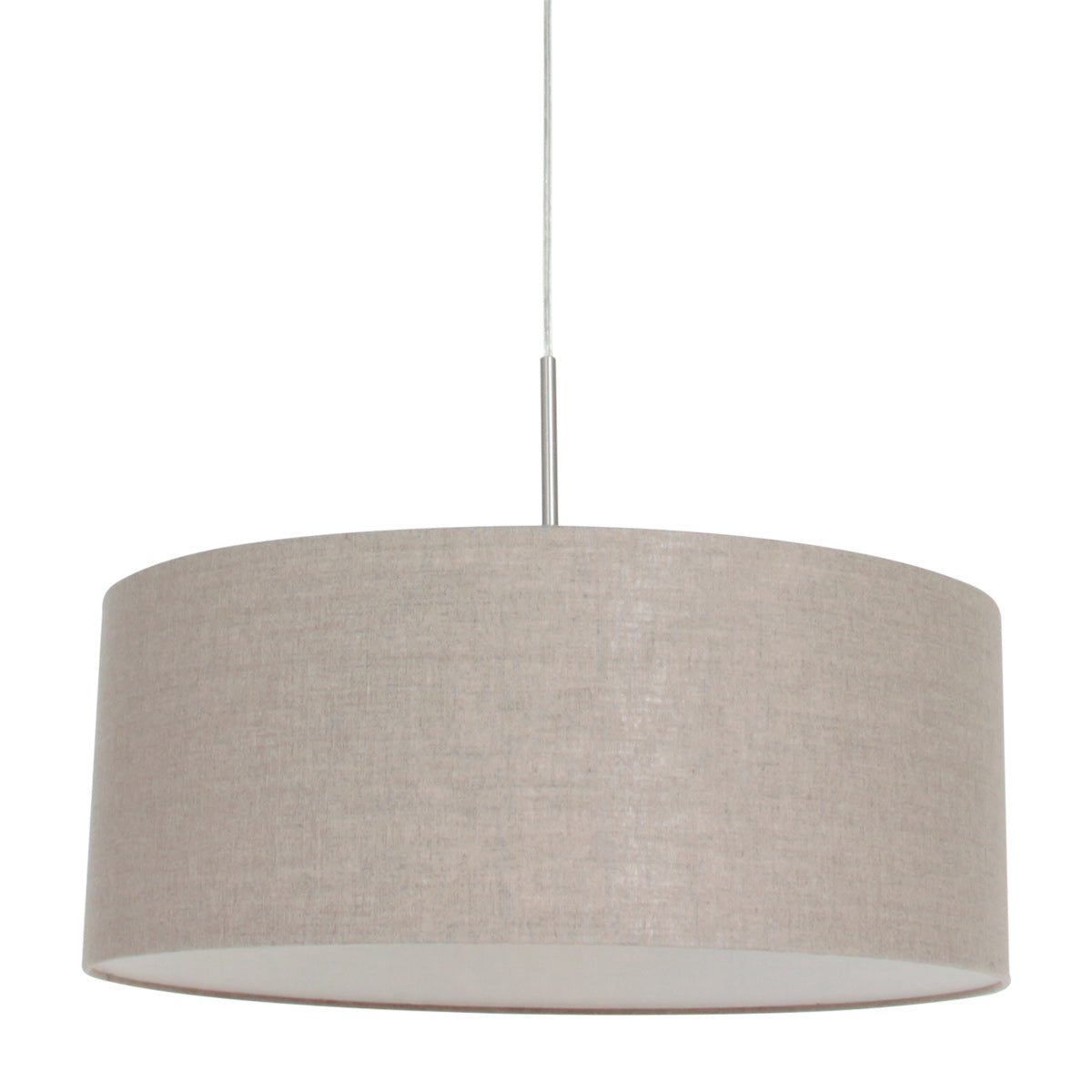 Hanglamp Sparkled Light 9890ST staal met kap van grof grijs linnen