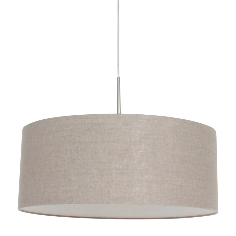 Hanglamp Sparkled Light 9890ST staal met kap van grof grijs linnen