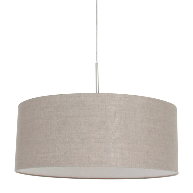 Hanglamp Sparkled Light 9890ST staal met kap van grof grijs linnen