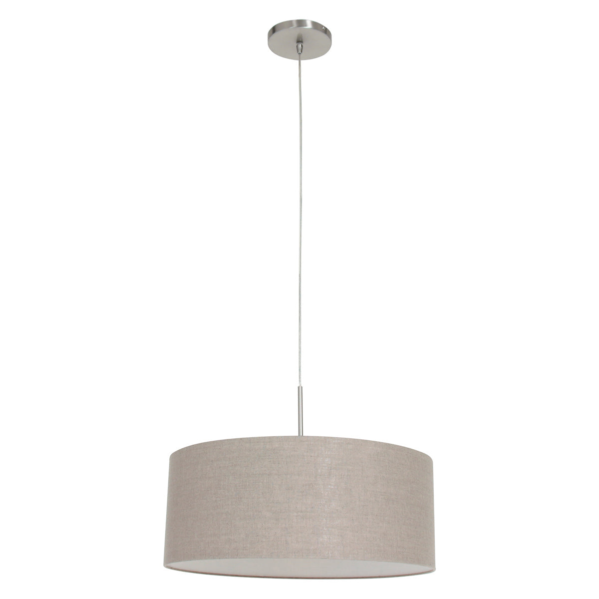 Hanglamp Sparkled Light 9890ST staal met kap van grof grijs linnen