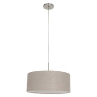 Hanglamp Sparkled Light 9890ST staal met kap van grof grijs linnen