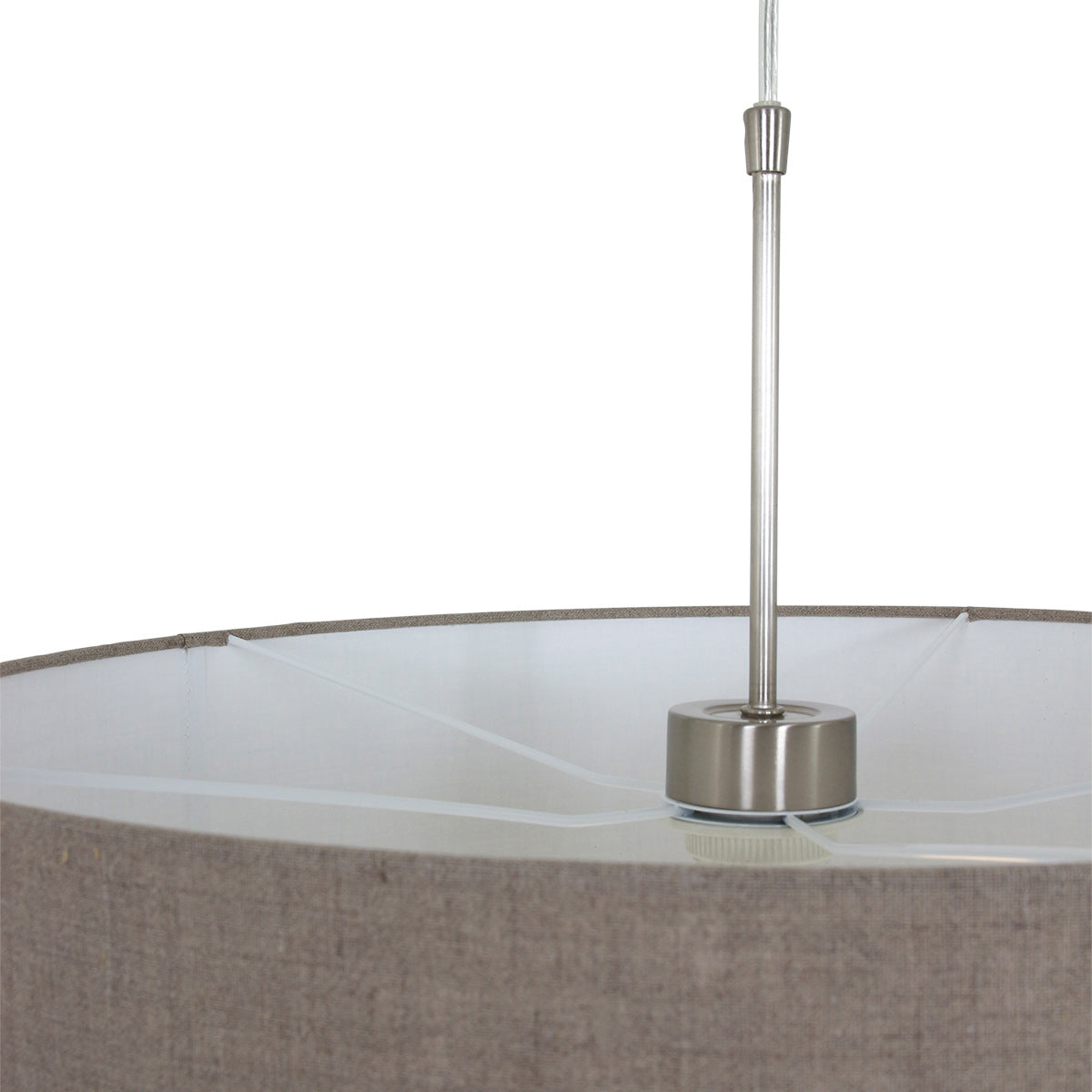 Hanglamp Sparkled Light 9890ST staal met kap van grof grijs linnen