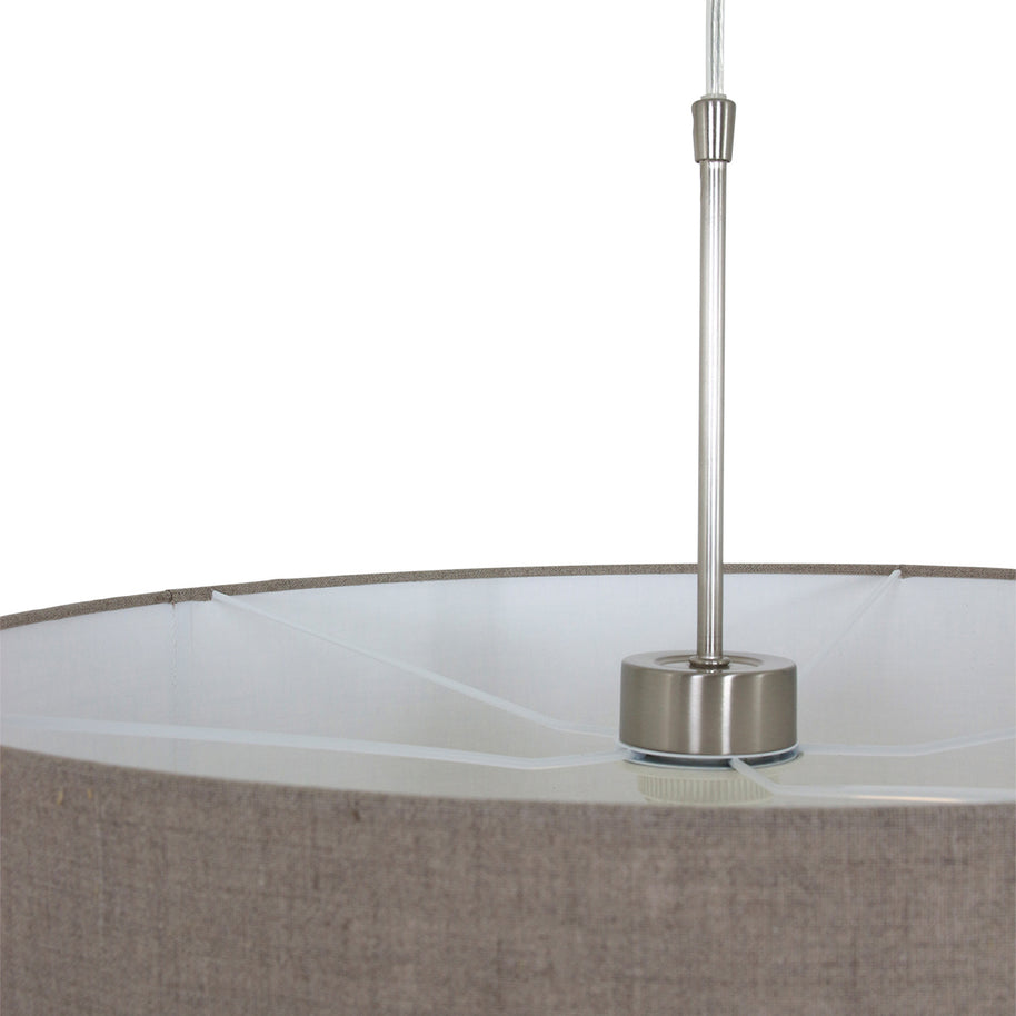 Hanglamp Sparkled Light 9890ST staal met kap van grof grijs linnen
